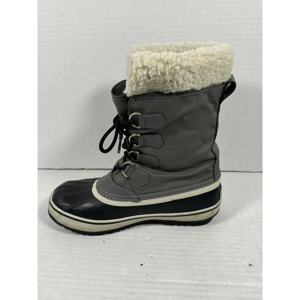Sorel Winter Carnival Womens 9 Waterproof Snow Boots Gray Black NL1495-035